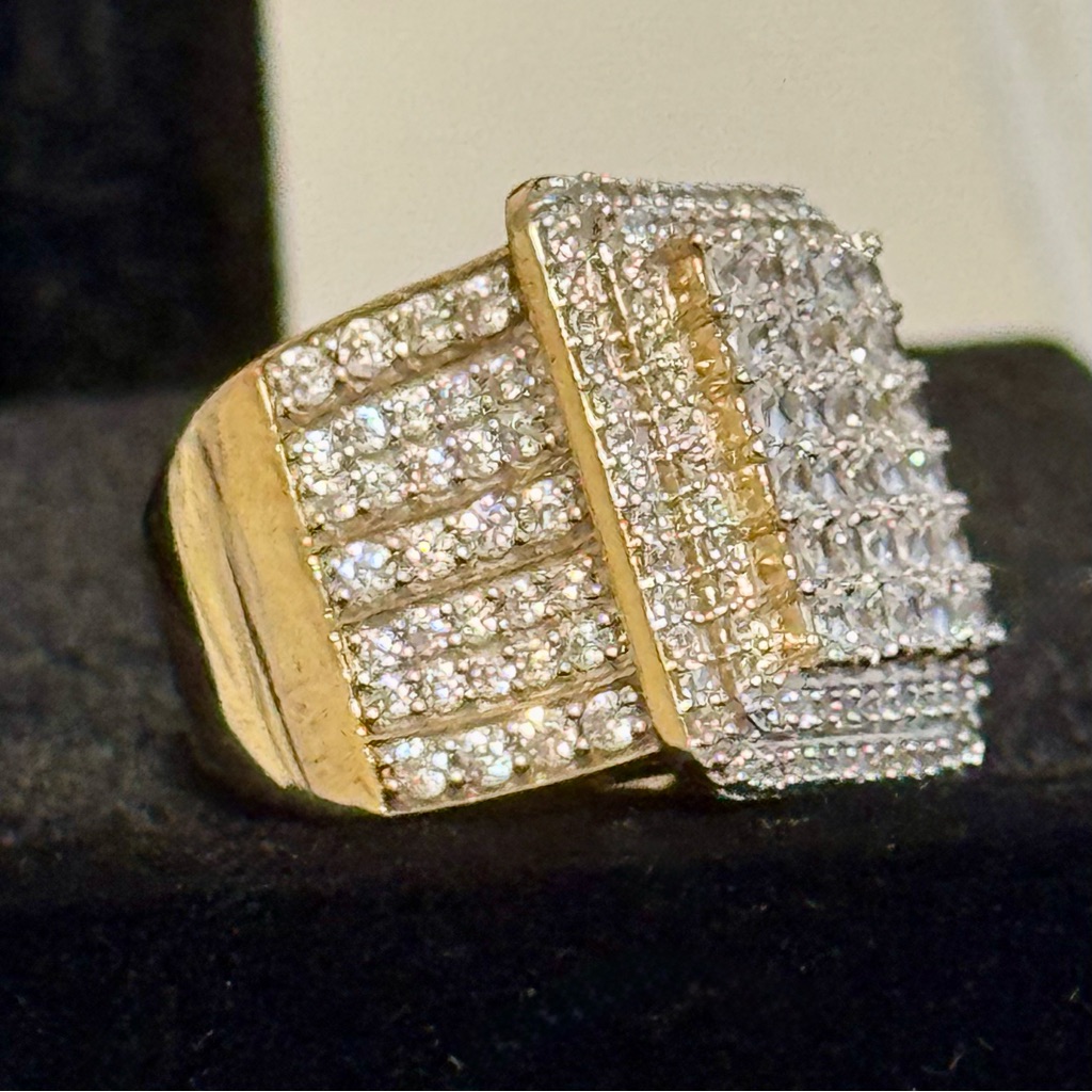 3.9 Carat Iced Out Cz Pave Yellow Gold Rhodium Plated 925 Sterling Silve